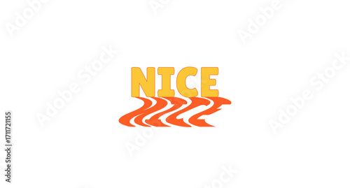 Nice bold internet slang with wavy orange shadow. Positive speak. Pleasant, fine expression. Friendly, kind compliment. Social media buzzword. Funky reflection 70s typography. Lilita One font used
