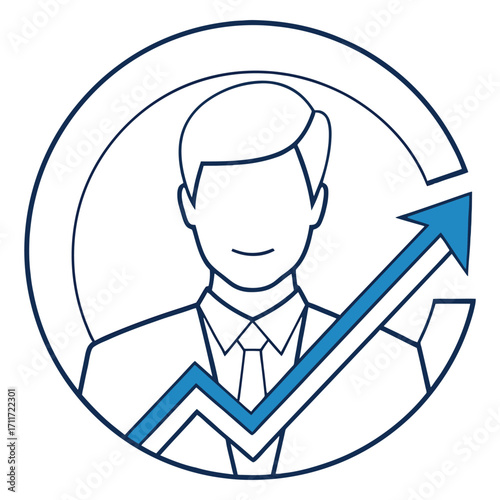 Business growth icon with person silhouette and upward arrow stakeholder icon