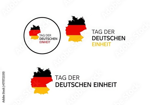 German unity day celebration with map of germany and national colors
