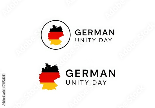 German unity day logo with map of germany in national colors