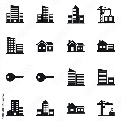 A comprehensive set of minimalist black and white vector icons representing various aspects of contemporary family life, pet ownership, home comfort, and daily routines