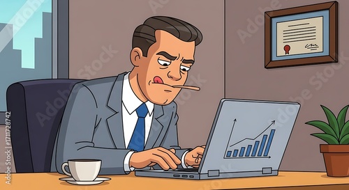 Man Working at Desk.