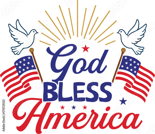 god bless america - Us fourth of july typography tshit, Vintage Family Patriotic Illustration, american memorial day 4th of july tshirt design
