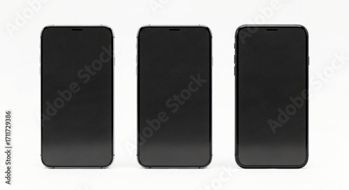 Wallpaper Mural Three Mockup Smartphones - Modern Black Devices on White Torontodigital.ca