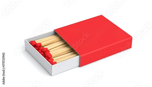 Red matchbox with wooden matches (1)