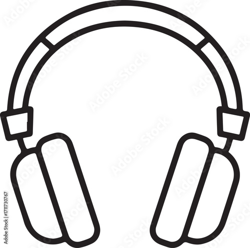 Simple outline icon of headphones for music and audio