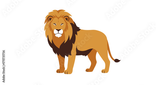Majestic lion with full mane standing proudly in full body view