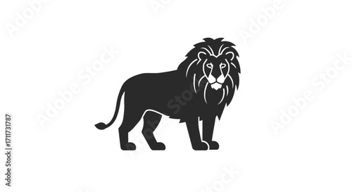 Majestic black silhouette of a lion standing proudly full body pose