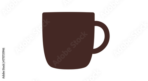 Simple dark brown coffee mug isolated object clean design for everyday use