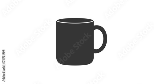 Classic black mug silhouette for coffee tea and beverages isolated on