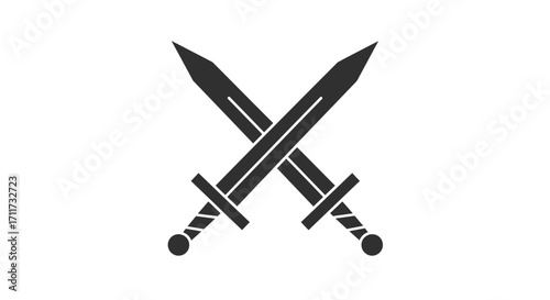 Two crossed swords silhouette icon symbol graphic art representing battle combat warfare