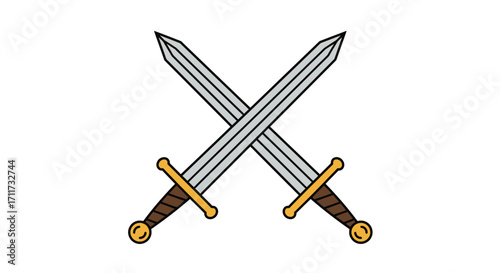 Two crossed swords symbolizing battle or heraldry on
