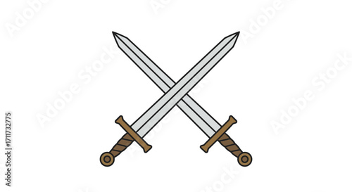 Two crossed swords emblem symbol of combat power and medieval warfare