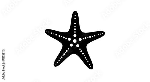 Detailed black starfish marine life silhouette sea creature ocean animal icon graphic