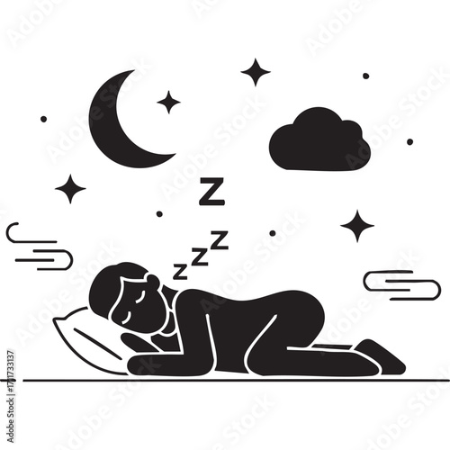 Restful Sleep Silhouette Icon Design