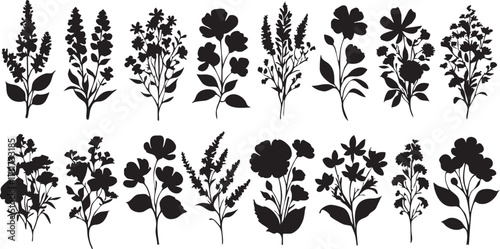 Floral silhouette vector pack: flower silhouettes for design, crafts, and more eps