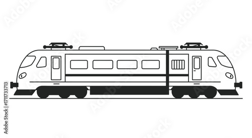 Modern high-speed train graphic design element, clean vector illustration for transportation and future mobility projects