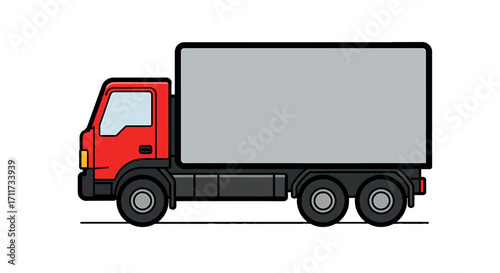 A vibrant vector illustration design featuring a red delivery truck, perfect for logistics and transport concepts, showcasing a clean graphic effect
