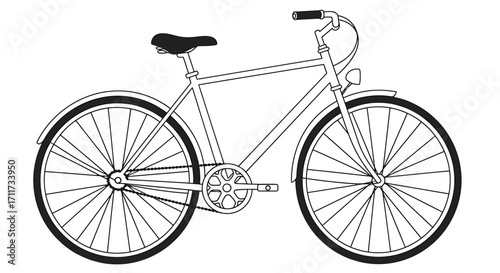 A minimalist black and white bicycle vector illustration, a clean line art graphic design for eco-friendly transport concepts