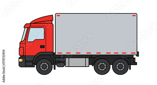 Box Truck Design Simple Red and Gray Illustration