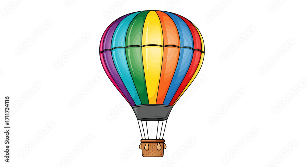 Obraz premium Vibrant and Eye-Catching Hot Air Balloon Design Illustration for Whimsical Journeys and Sky-High Adventures, Perfect for Creative Projects