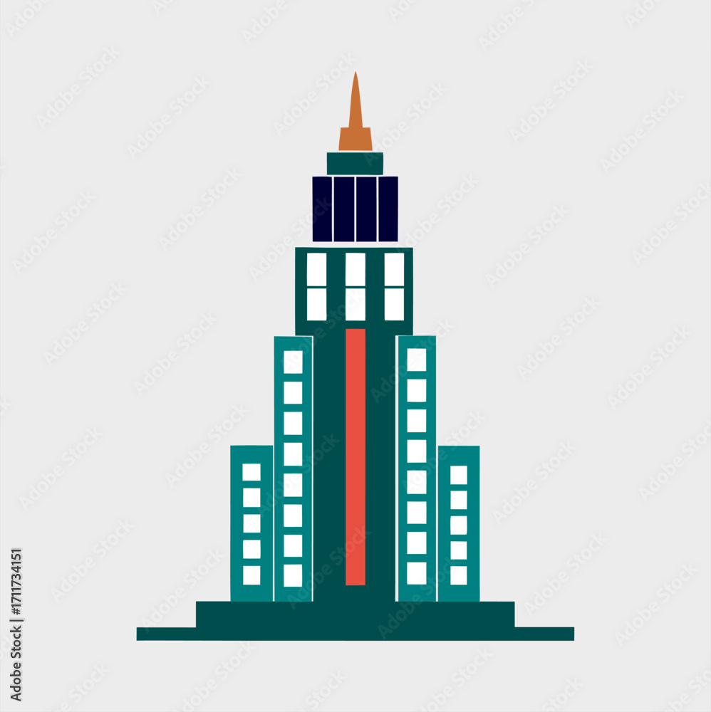 Obraz premium Modern Skyscraper Icon – Tall Building Vector