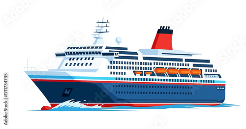 Cruise Ship Design Illustration A Vector Graphic of a Luxurious Passenger Vessel on the Sea