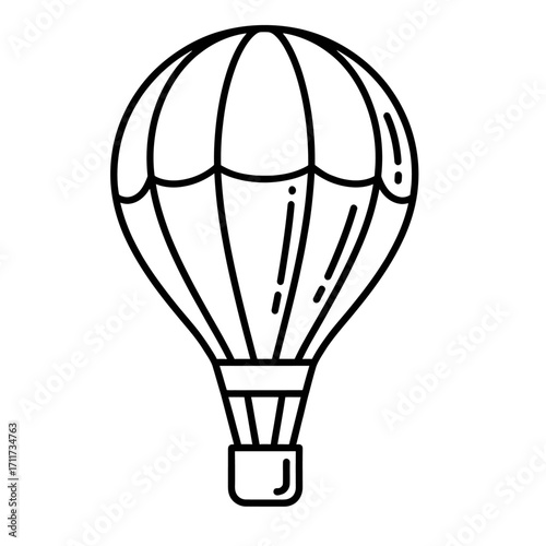 Minimalist Hot Air Balloon Flight Adventure Icon Design Showcasing a Journey of Exploration and Freedom. Perfect Vector Graphic for Travel Concepts or Outdoor Activity Themes
