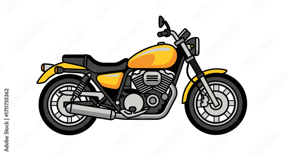 Naklejka premium Classic Yellow Motorcycle Design Illustration A Vintage Ride