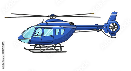 Modern Blue Helicopter Design Illustration For Transportation And Aviation Concepts