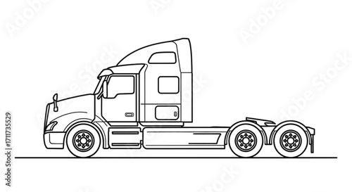 Vector design of a semi-truck cab and chassis, representing commercial transport logistics