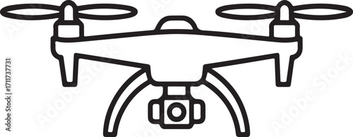 Simple line art icon of a quadcopter drone