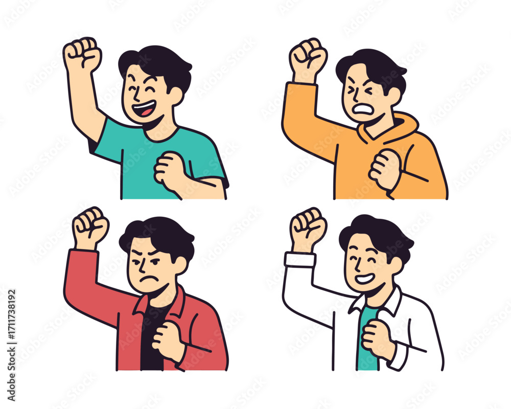 Fototapeta premium Simple Vector of a Happy Young Man in Casual Outfit
