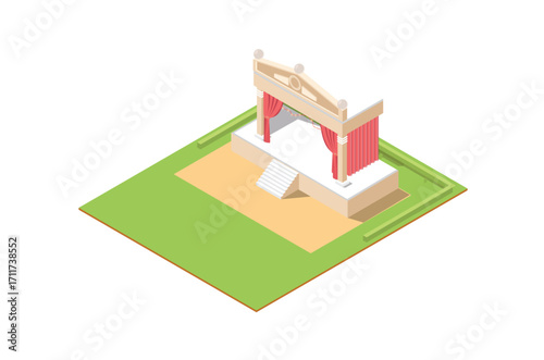 modern isometric illustration of sacred marriage vow altar with flowers, Suitable for Diagrams, Infographics, Game Assets, and Other Graphics