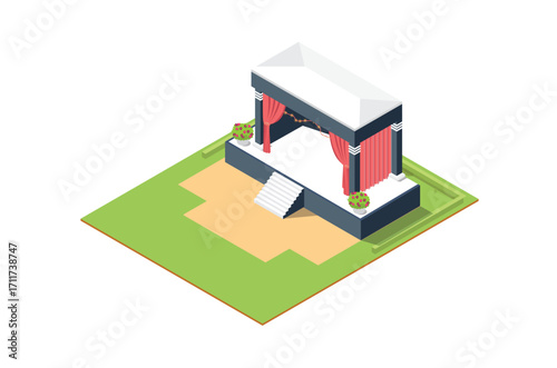 modern isometric illustration of sacred marriage vow altar with flowers, Suitable for Diagrams, Infographics, Game Assets, and Other Graphics