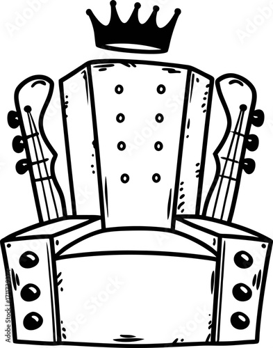 Royal throne with crown illustration ornate classic armchair symbolizing luxury, authority, leadership, and kingdom power