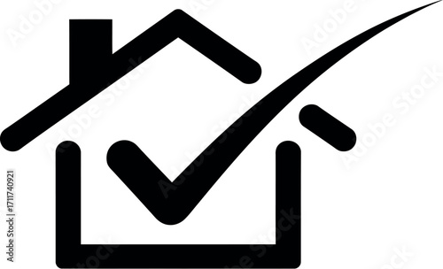 Home inspection icon with a checkmark for approval or verification