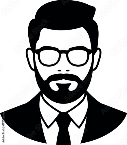 Professional man with beard and glasses in a suit, representing business and expertise.