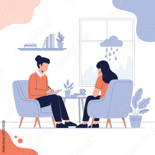 A therapist provides mental health support to a person experiencing sadness.