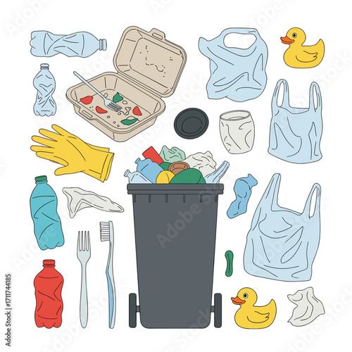 Illustrating plastic pollution and its pervasive presence in everyday life.