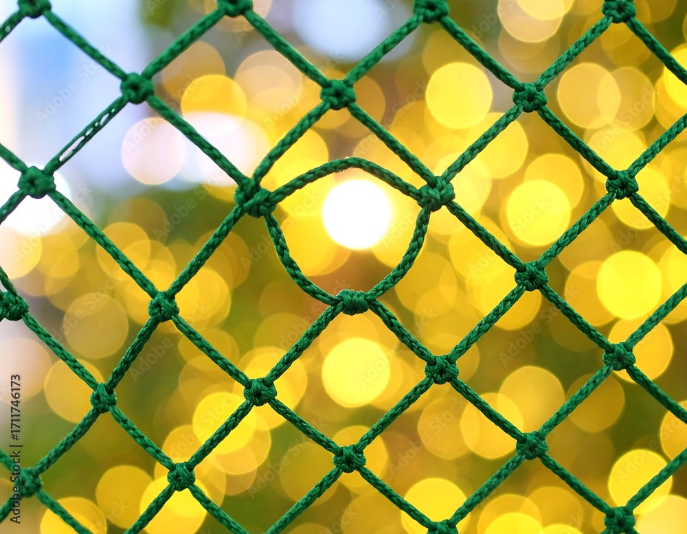 Fototapeta premium Green netting with blurred bokeh