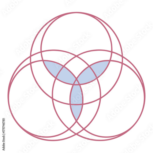 Abstract geometric venn diagram symbol representing stakeholder relationships and intersections icon