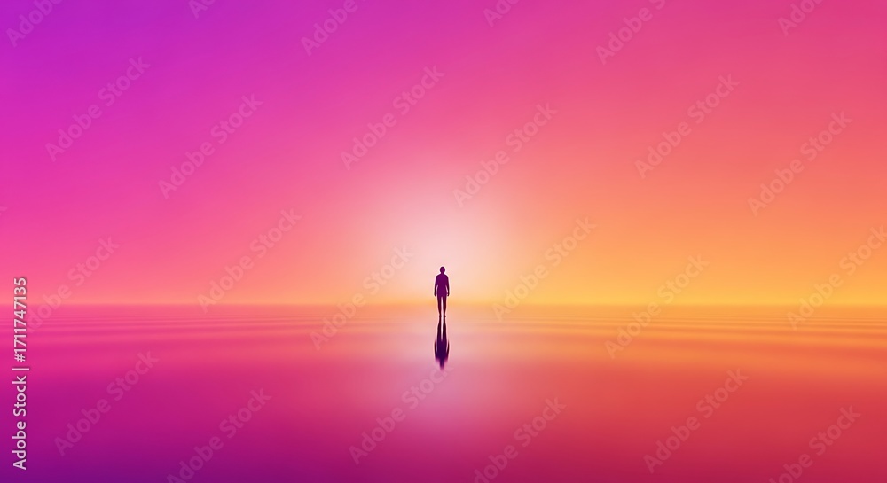 Fototapeta premium Solitude Sunset Serenity.