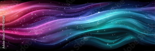 Abstract flowing vibrant colors with shimmering particles