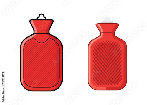 Set of two hot water bottles vector illustration