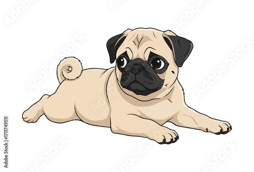 happy cute dog with good quality and design. dog logo illustrator.