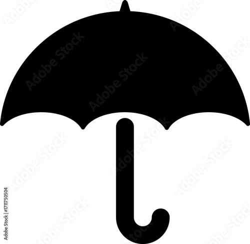 Vector umbrella vector icon illustration, rain protection, weather forecast, monsoon season, open umbrella clipart.Striped beach umbrella icon black and white simple design.Beach umbrella icon