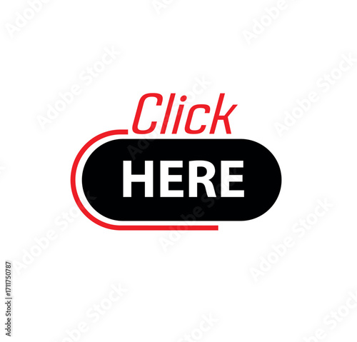 click here text warning and information sign	