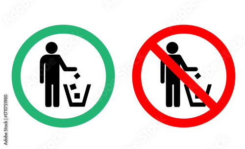 Download Do not litter, prohibition sign, keep it clean and Throw Litter in Bin Silhouette Green Icon design transparent png vector design
