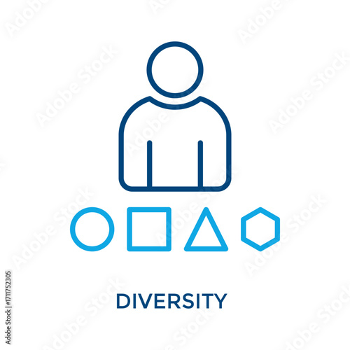 Diversity Icon Outline Color Style. Vector Illustration For Graphic Design